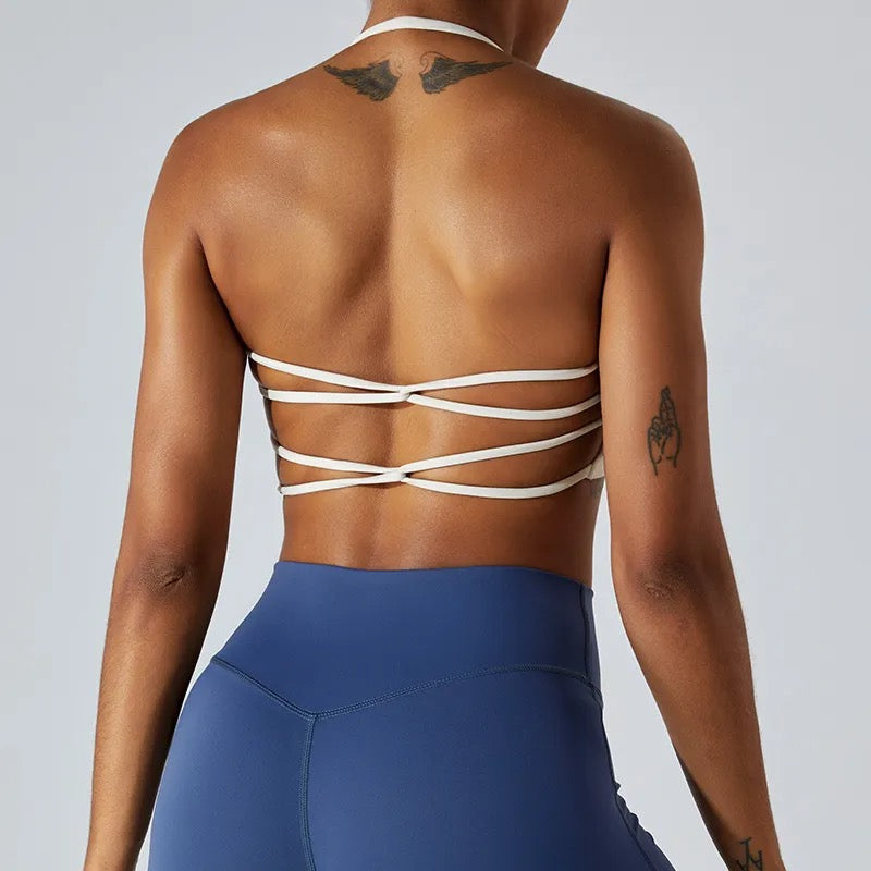 Criss Cross Sports Bra (Cream)