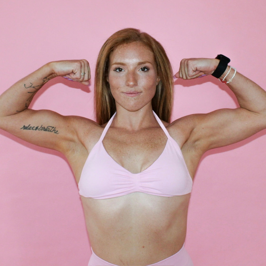 Halter Sports Bra (Light Pink)