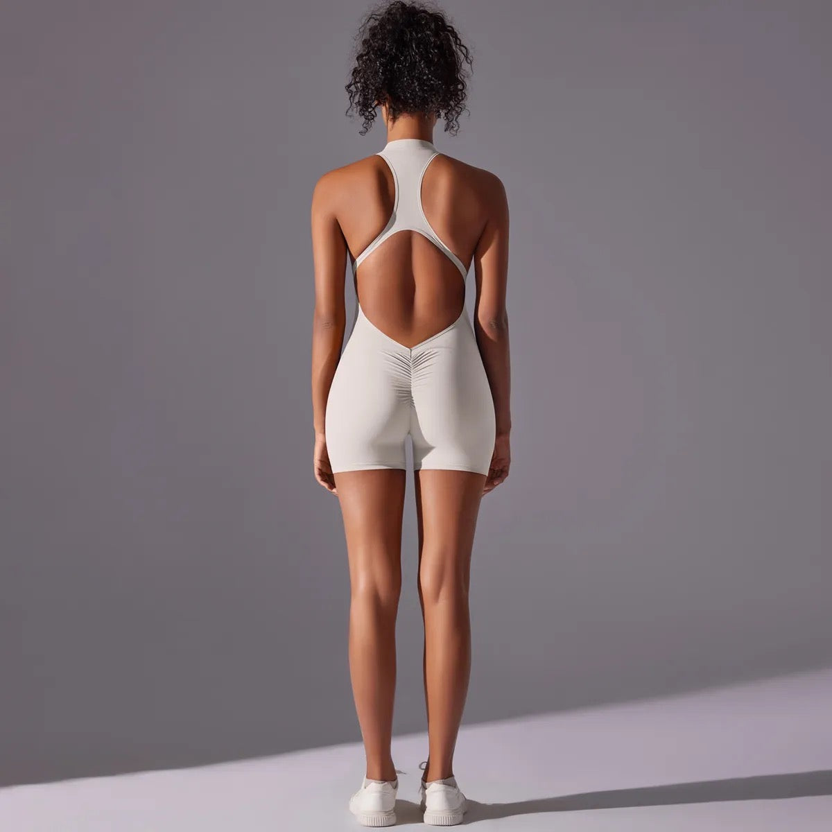 Zip Up Romper (Cream)