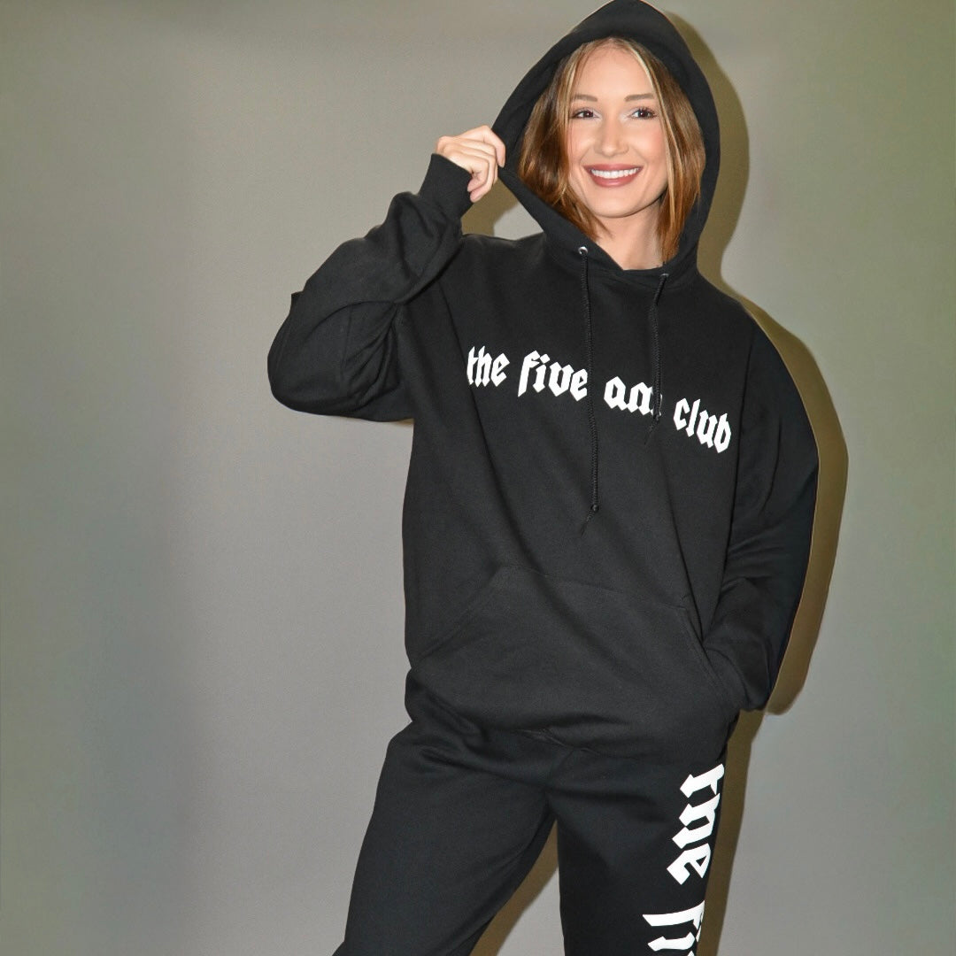 Black Puff Print Hoodie