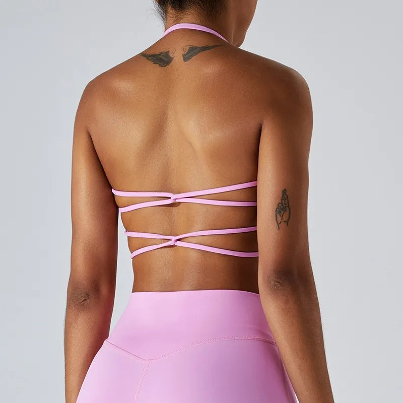 Criss Cross Sports Bra (Pink)
