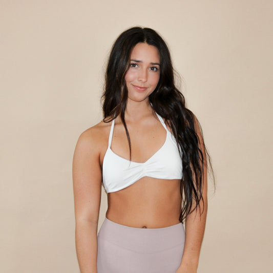 Halter Sports Bra (Cream)