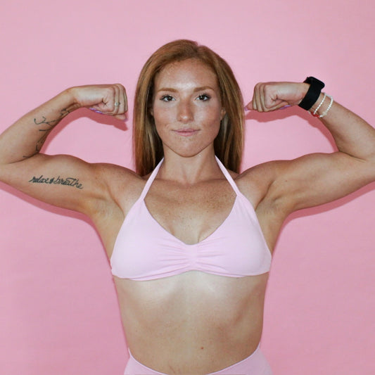 Halter Sports Bra (Light Pink)