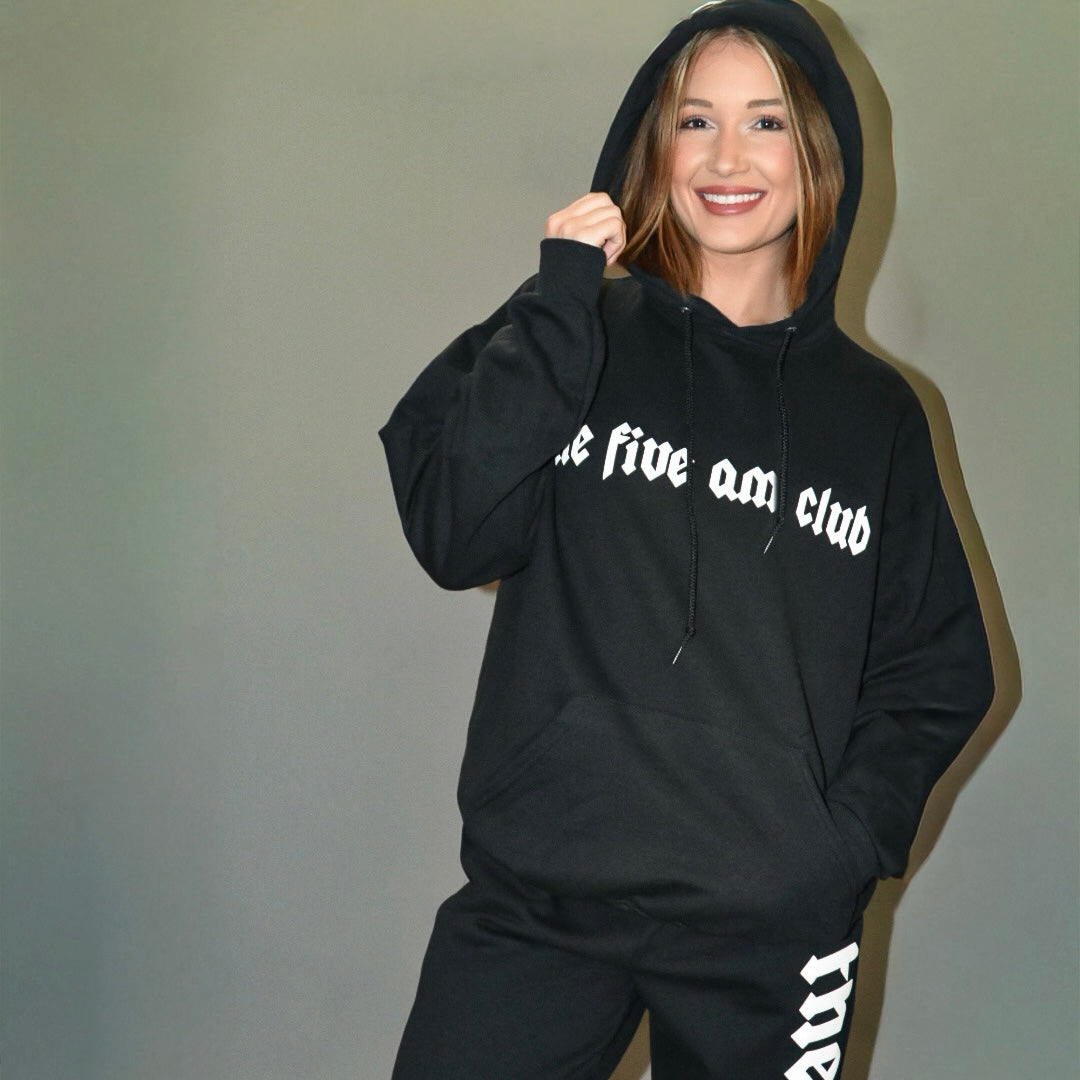 Black Puff Print Hoodie
