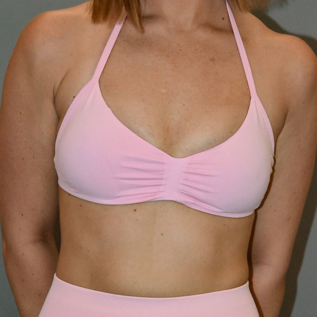 Halter Sports Bra (Lover/ Light Pink)