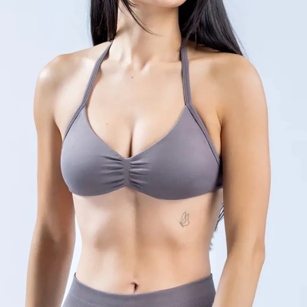 Halter Sports Bra (Coffee)